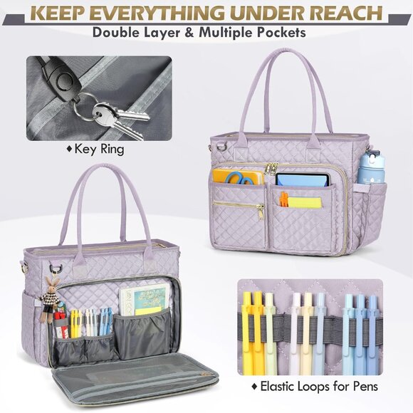 Teacher Tote Bag 15.6 inch Laptop Bag for Women Work Bags Laptop Tote Nurse Bag - Picture 3 of 7